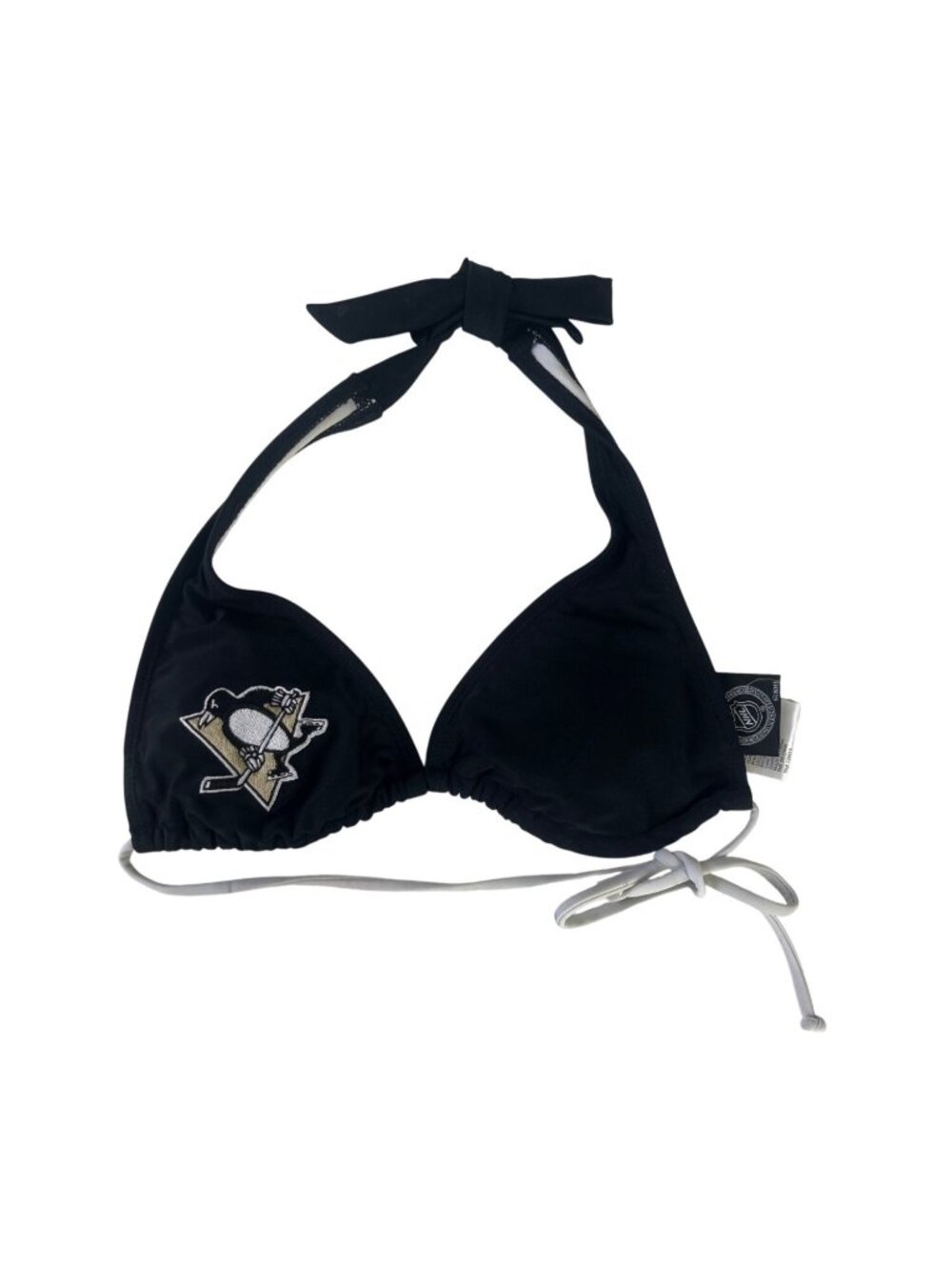 Pittsburgh Penguins Bikini Top Black Small NHL Licensed Swimwear Summer Fanwear